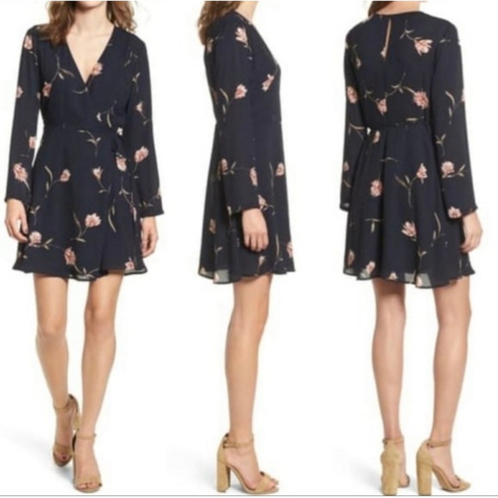 Lush Ella Long Sleeve Wrap Floral Dress